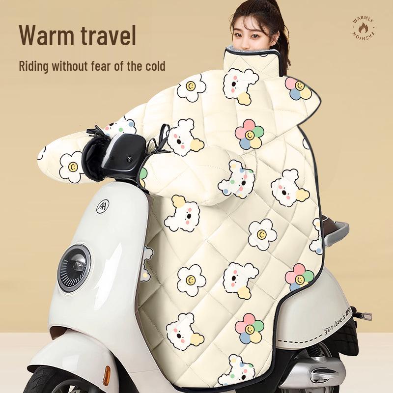 Winter Windproof Plush Electric Bicycle & Motorcycle Cover - Thickened, Enlarged, Waterproof, Coldproof.