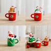 Christmas Resin Statue Gingerbread Snowman Elder Tea Cup Festive Decor Tabletop
