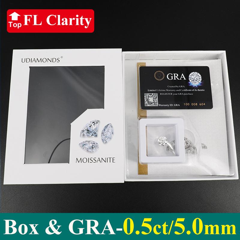 [ 3EX & FL ] New Package 0.1-30ct Super White D Color 3EX Cut FL Clarity Moissanite Loose Stone Pass Diamond Tester with GRA