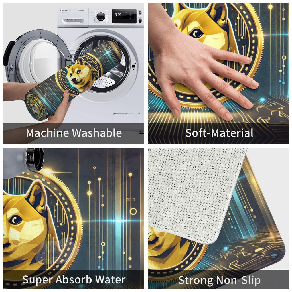 Cryptocurrency Dogecoin Floor Door Kitchen Bath Mats Anti-Slip Outdoor Bitcoin Geek Doormat Garage Entrance Carpet Rug