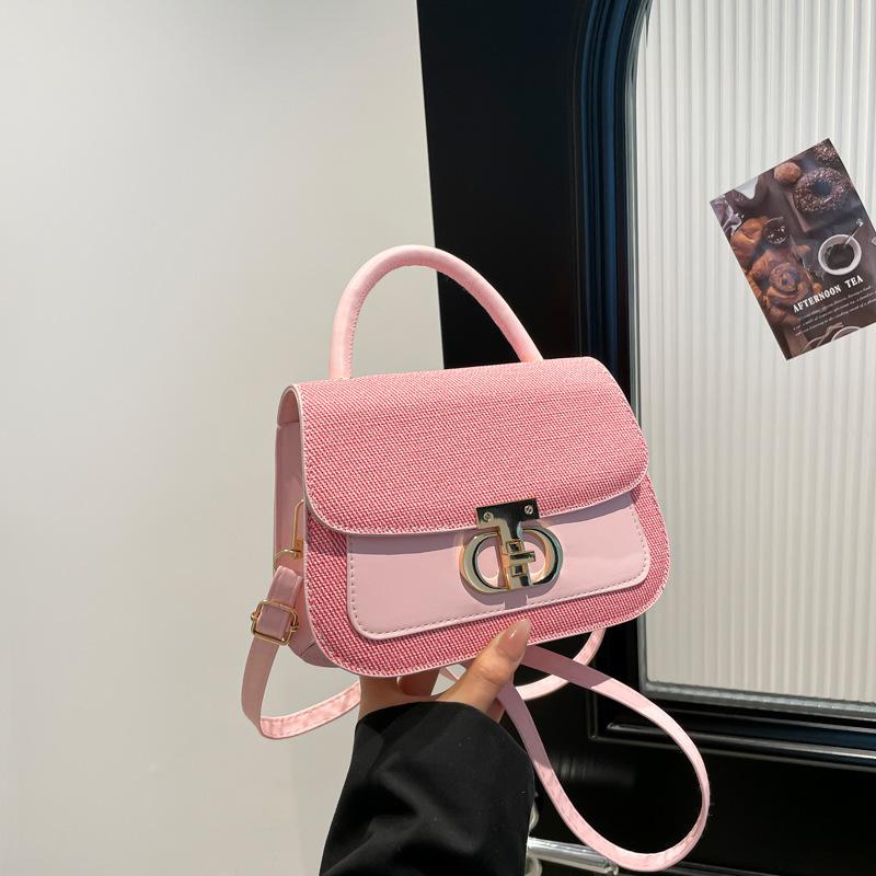 2025 summer new fashion texture small square bag retro trend contrasting color shoulder messenger bag niche design women's bag