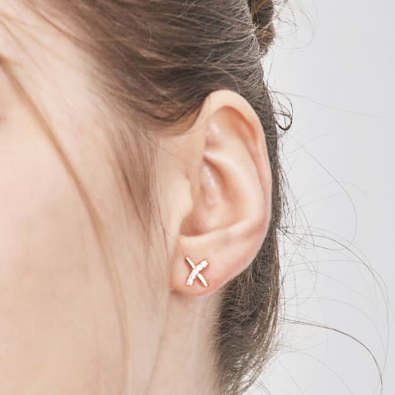 

CRANNE 14K X-Line Earrings C24EB326 Rose gold