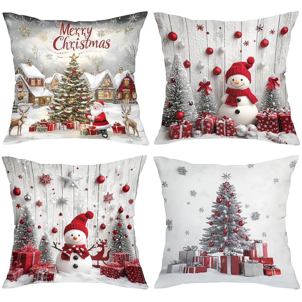Christmas Themed Decorative Throw Pillow Covers Polyester pillowcase, sofa decorative cushion cov