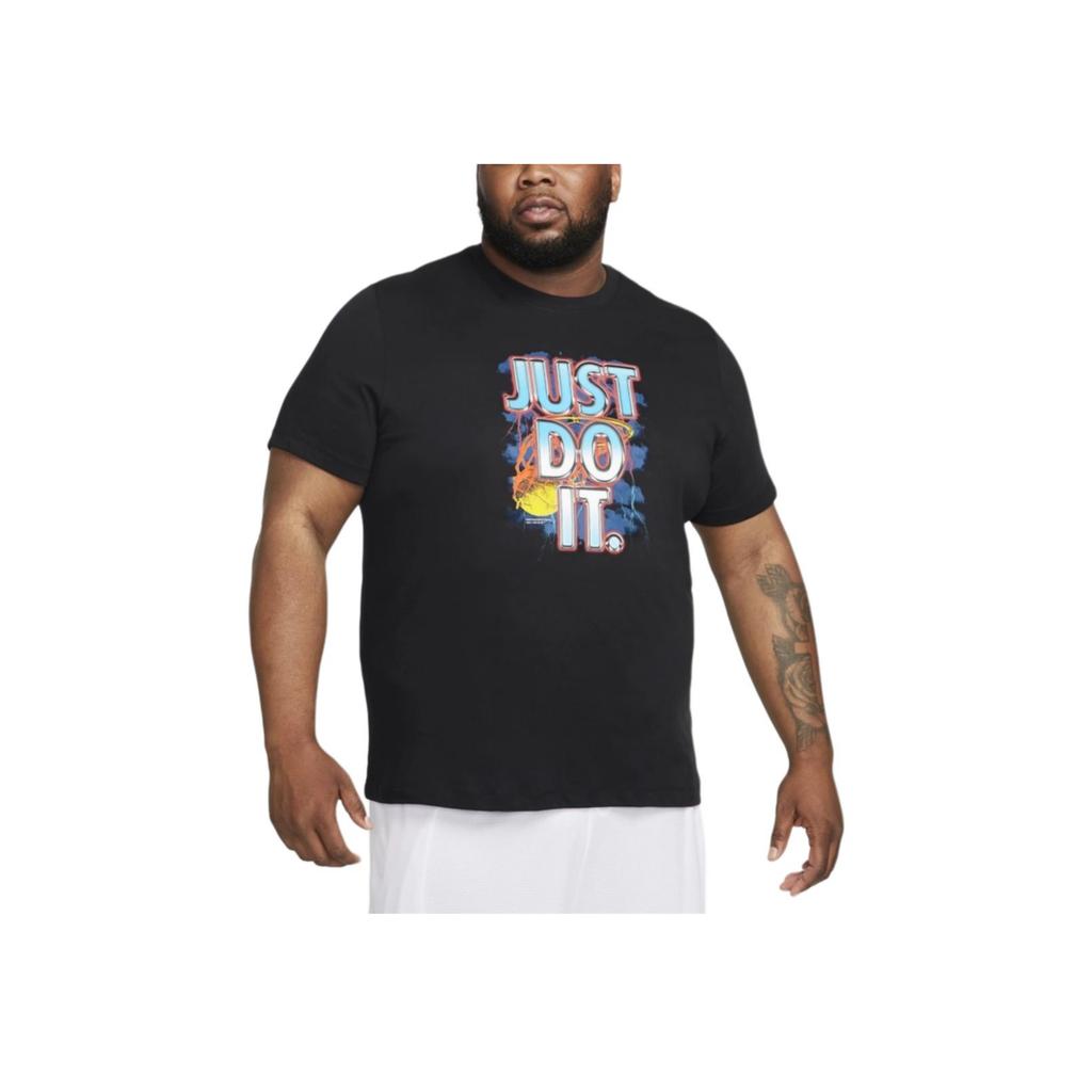 Nike Dri-FIT JDI Letter Print Pattern Ribbed Crew Neck Sports Short Sleeve T-Shirt Men T-Shirts Black FN0813-010