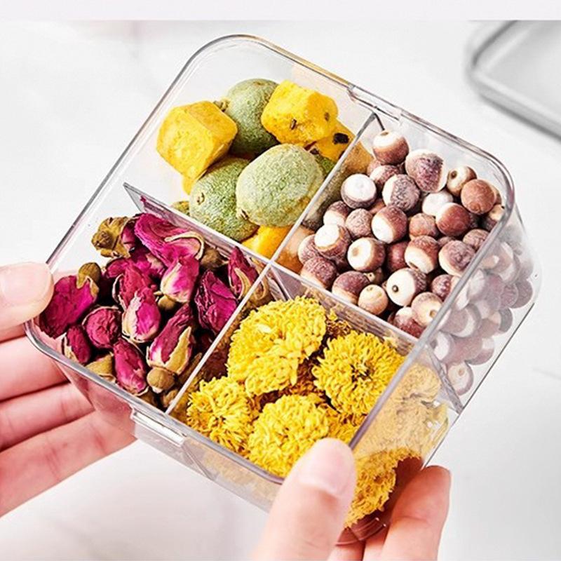 Square Quadrant-Compartment Sealed Food-Grade Storage Tupperware