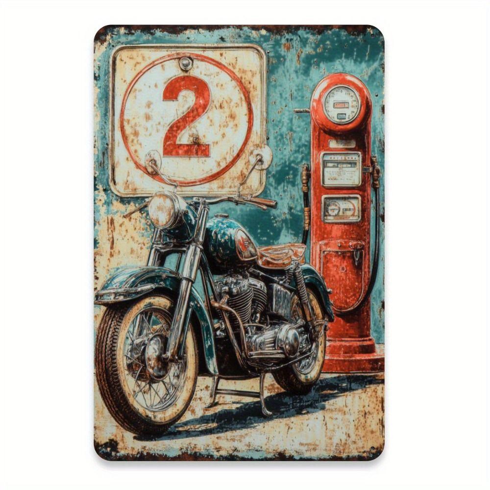 Vintage Motorcycle Metal Tin Sign Retro Biker Garage Wall Decor Industrial Style Art