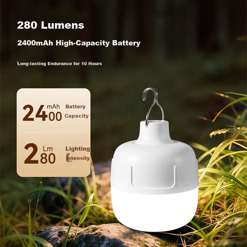 JD Jingzao Camping Lantern Outdoor Lighting Night Market Stall Super Long Battery Life Rechargeable Bulb Emergency Hanging Light 280 Lumens