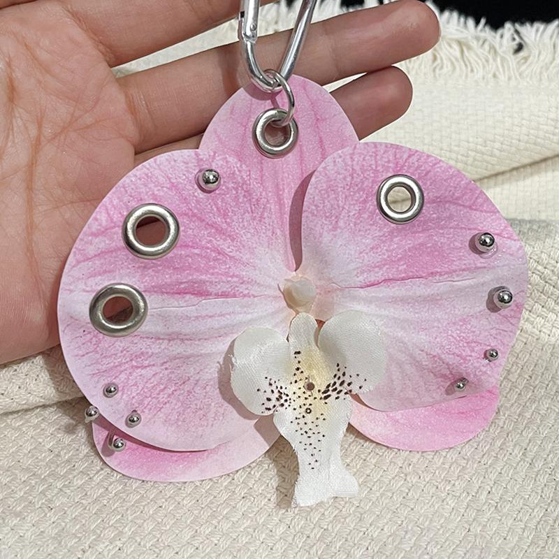 Women Girls Simulation Flowers Personality Artificial Butterfly Orchid Gift Alloy Fashion Accessories Pendant Ornament 5 Colors