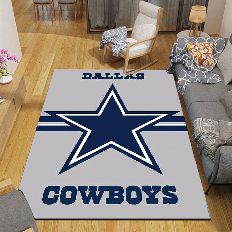 Cowboys Flannel Printed Carpet, Home Sofa Decoration for Living Room & Bedroom, Non‑Slip Play Flannel Floor Mat for Game Room