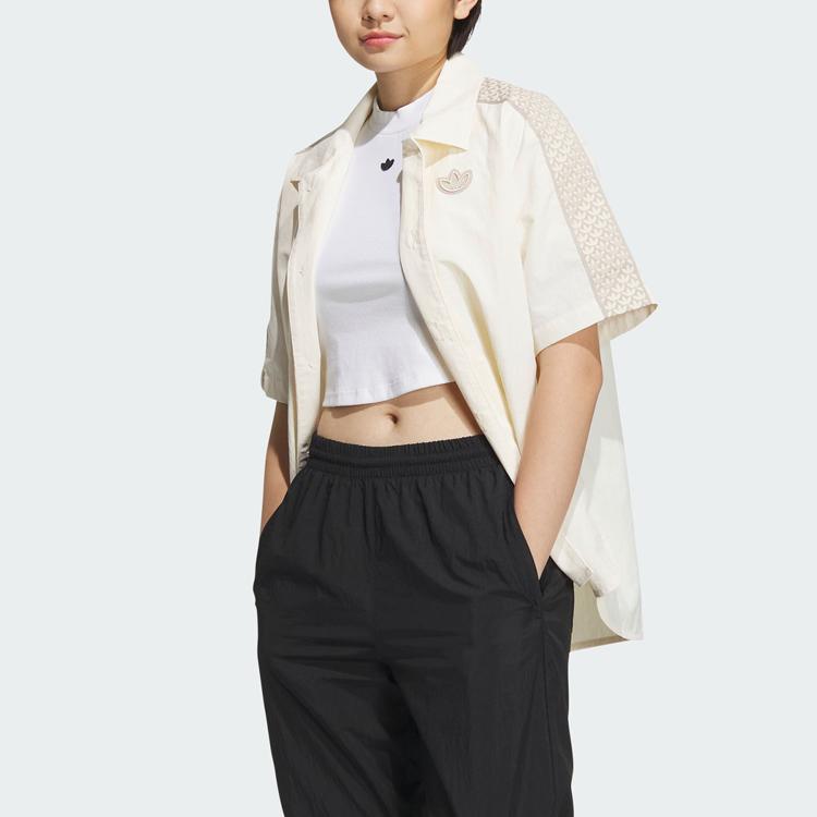 Adidas Originales Estampado Monograma Bloque de Color Casual Deportivo Manga Corta Camiseta Unisex Tops Blanco IN1032