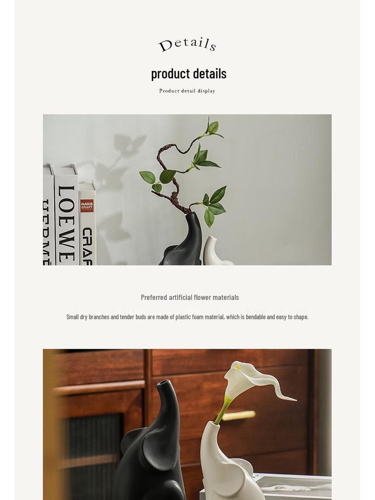 Nordic Modern Elephant Vase - Ceramic Ornament for Living Room, Sideboard, or Entrance Hall Display. A Perfect Housewarming Gift.