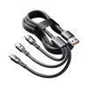 High Quality 3IN1 120W 2M Super Braided Type-C 3A Fast Charging  Nylon Data Cable Dual Core Tinned Copper