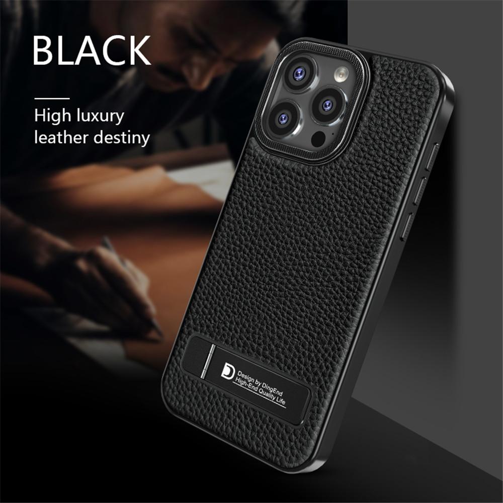 

Adjustment Bracket Luxury Leather Case for iPhone 16 Pro Max Plus 15 Pro 14 13 Plating Len Bumper Magnetic Charging Phone Cover For iPhone 16 Pro Max чёрный