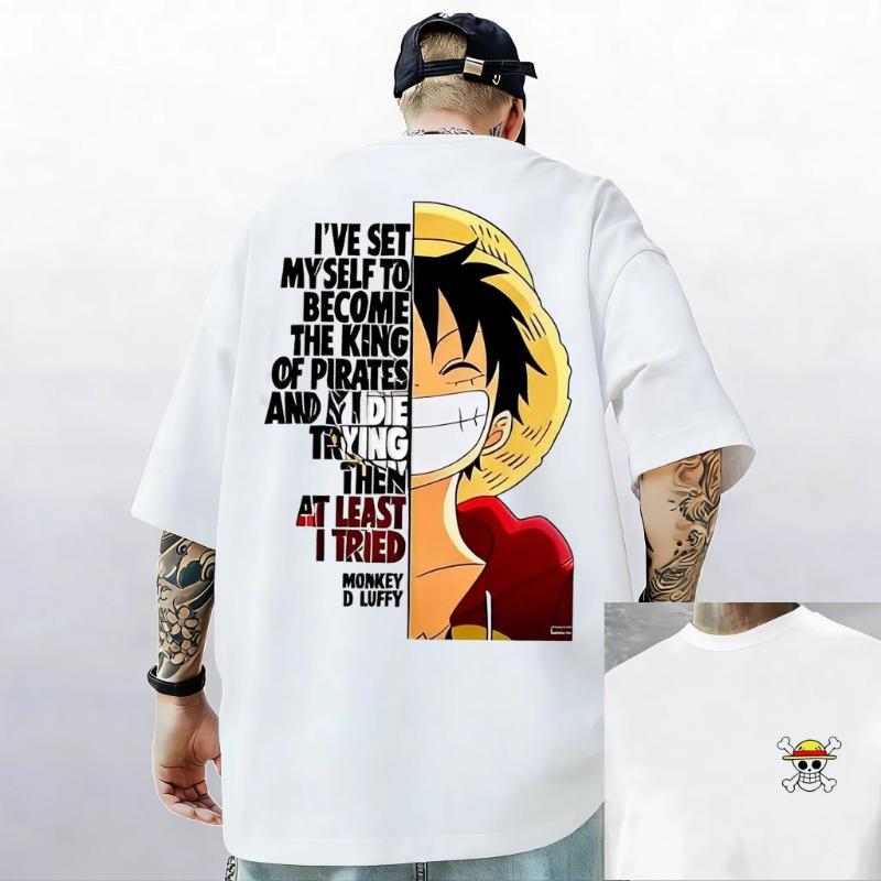 One Piece Japanese Anime Print Cotton T-Shirt Monkey D Men Women Casual Short Sleeve T-shirt Casual Tops