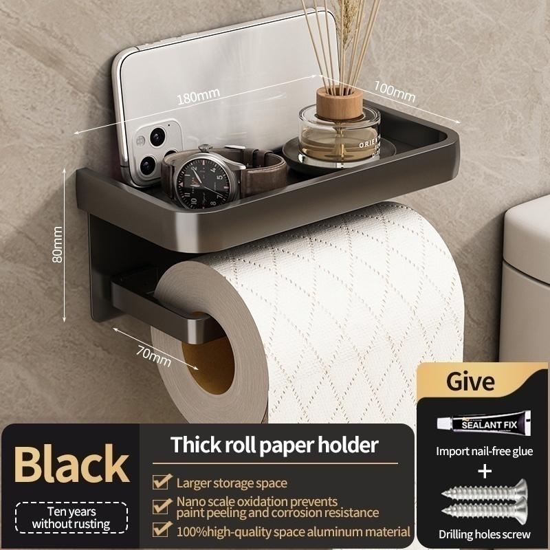 No Drill Bathroom Hardware Towel Rack Black 50CM-60CM Folding Aluminum Towel Rack Holder With Hook Towel Holder Tissue Holder