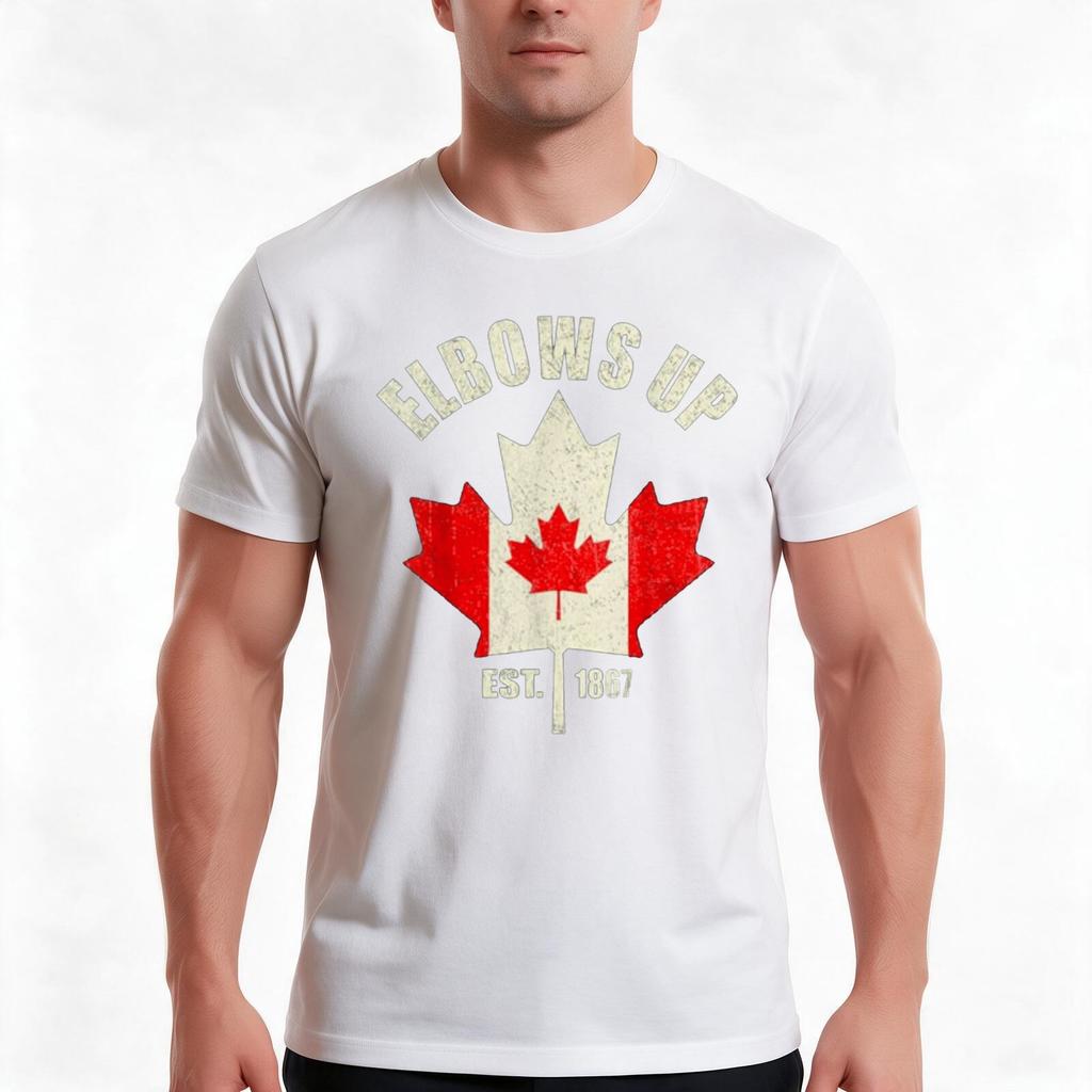 Elbows Up Canada Est 1867 Proud Canada TShirt Summer Casual Cotton Tee Oversized Streetwear Tops Vintage Graphic Print