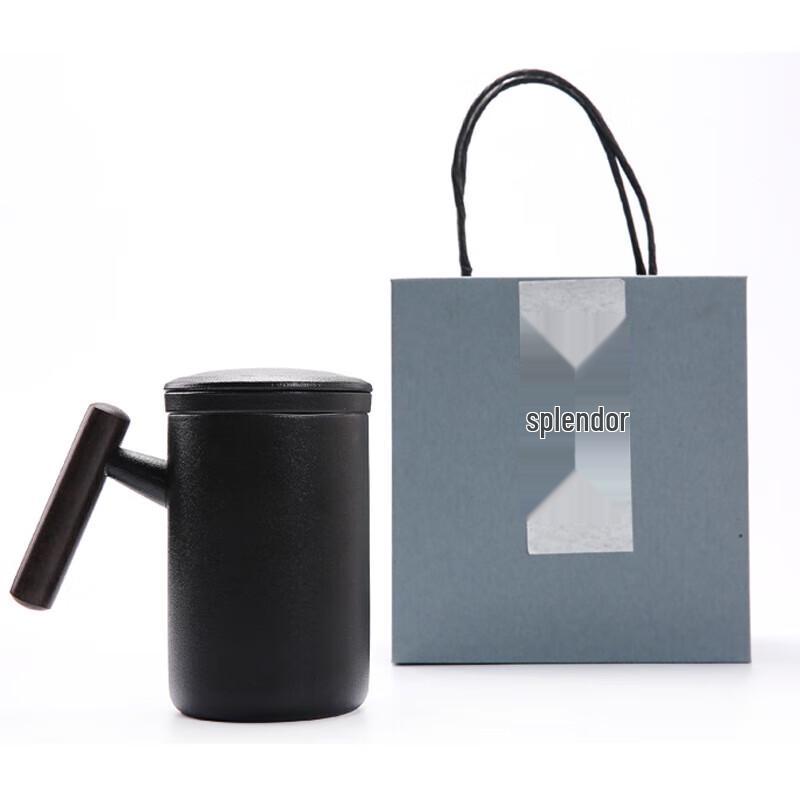 Chá Xún Ceramic Teacup with Filter and Wooden Handle Gift Set