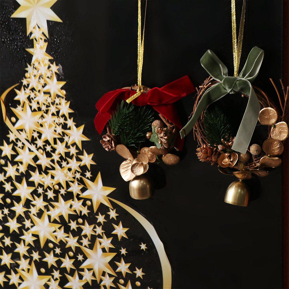 Artificial Christmas Wreath Pendant Creative Pine Cone Bell Pendant Hanging Ornament  Wedding