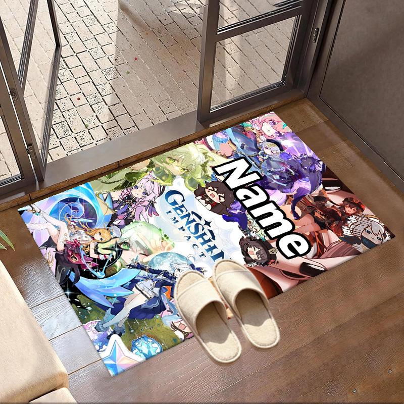 Custom Name Personalized Genshin Impact Print Carpet, Versatile Home Decor Rug, for Playroom, Apartment, Balcony, Entryway, Hallway Gift