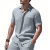 Men's Casual Business Short-Sleeve Shirt - Plus Size Collared Solid Color  Pocket Button-Down Shirt