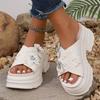 Women's Stylish White Platform Sandals with Transparent Flower Design - Open-Toe Summer Slippers with Thick Sole for Comfort and Height Enhancement