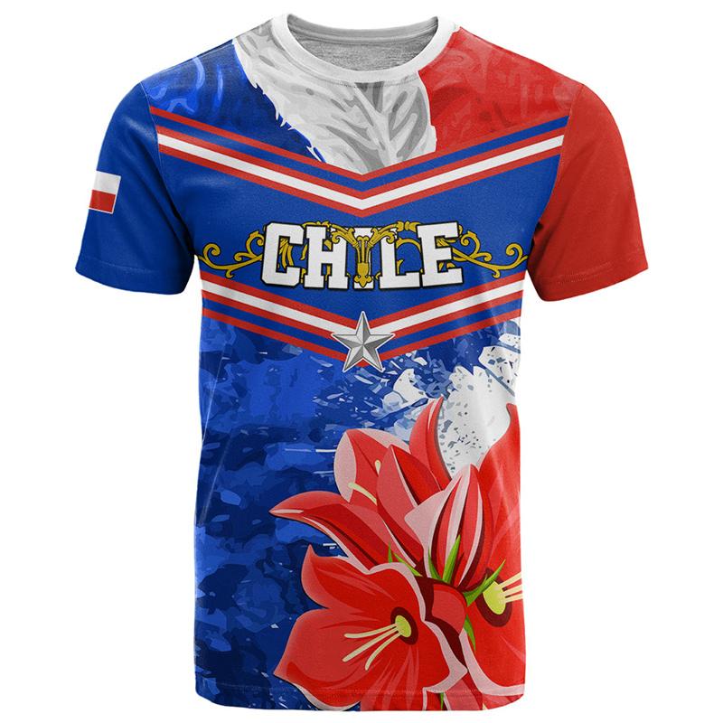 Chile 3D Printing T Shirt Man Summer O-Neck Short Sleeve Oversized Top Casual