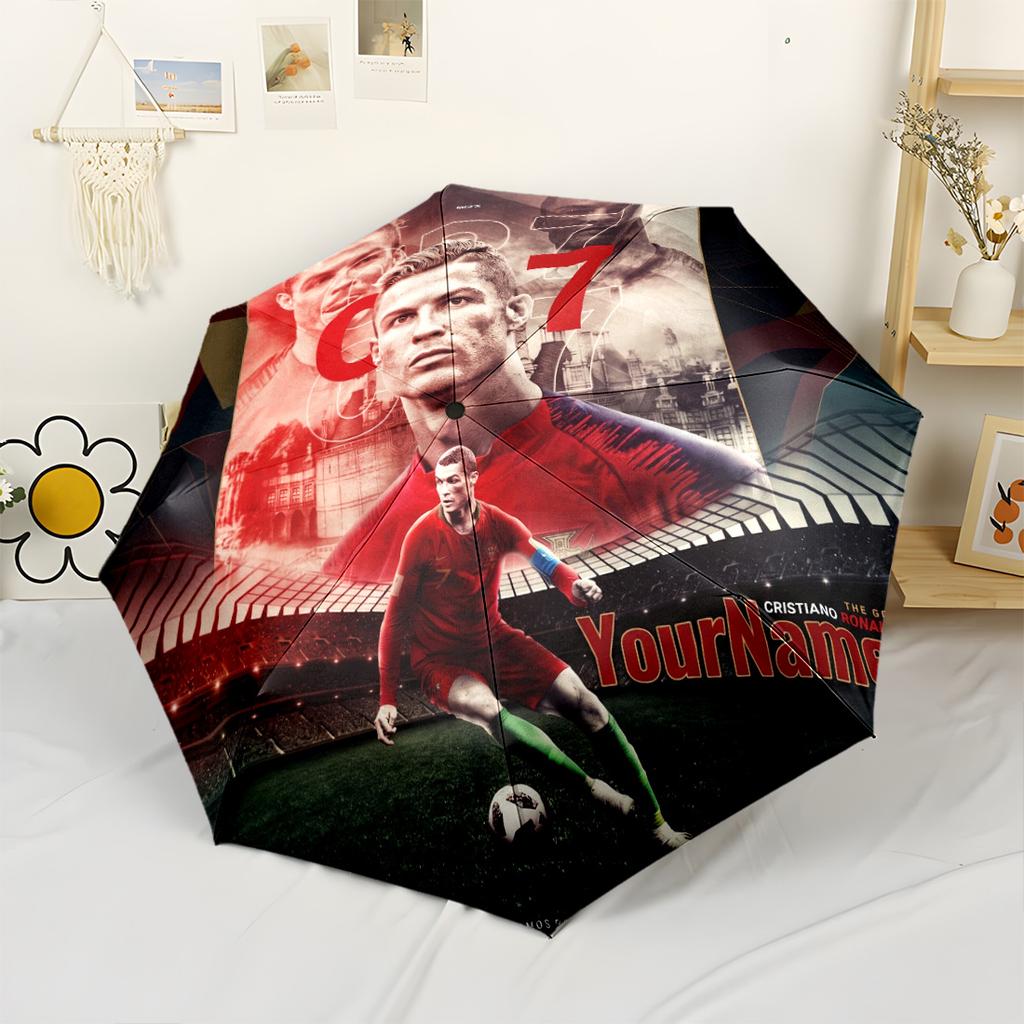 Cristiano Ronaldo Customizable Name Umbrella Compact Travel Automatic Umbrella Retractable Design with 8-Rib Durability Compact Design