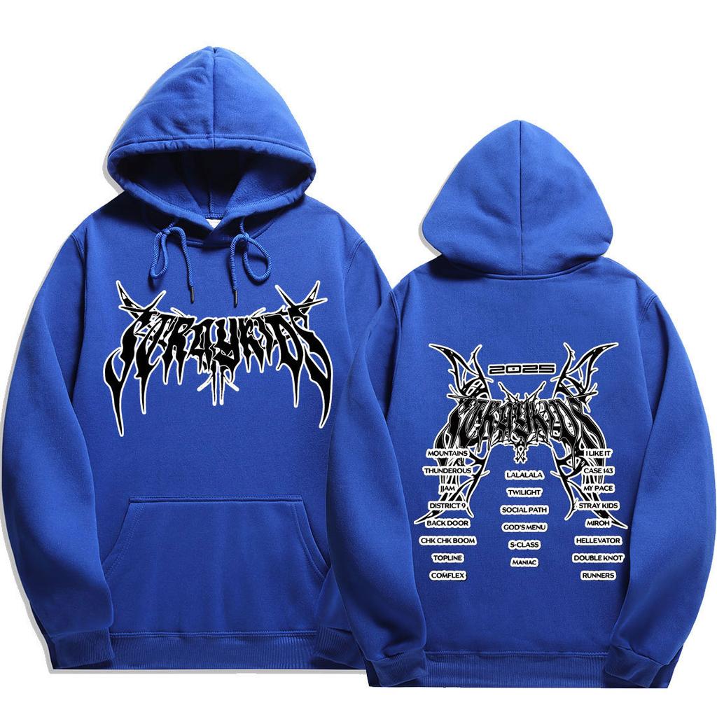 Stray Kids dominATE Death Metal Discography Hoodie,Stray Kids 2025 Stray Kids Full Song Tracklist with Metal Wing Frame, Oversized K‑Pop Fan Pullover