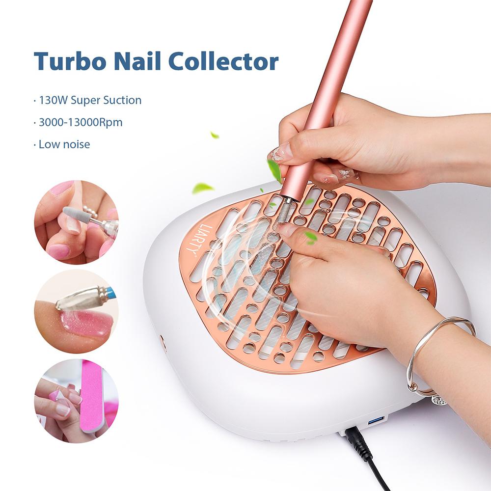 130W Brushless Nail Dust Collector Super Suction Powder Dust Extractor For Nails Art Manicure Fan Vacuum Cleaner With 2 Filter
