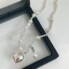 Collana con nappa di perle argentate per donna - Elegante catenina clavicola primavera/estate