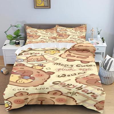 Anime Capybaras Duvet Cover Bedding Pillowcase Printed Children And Adult Set Queen Size Reactive Printing Quilt