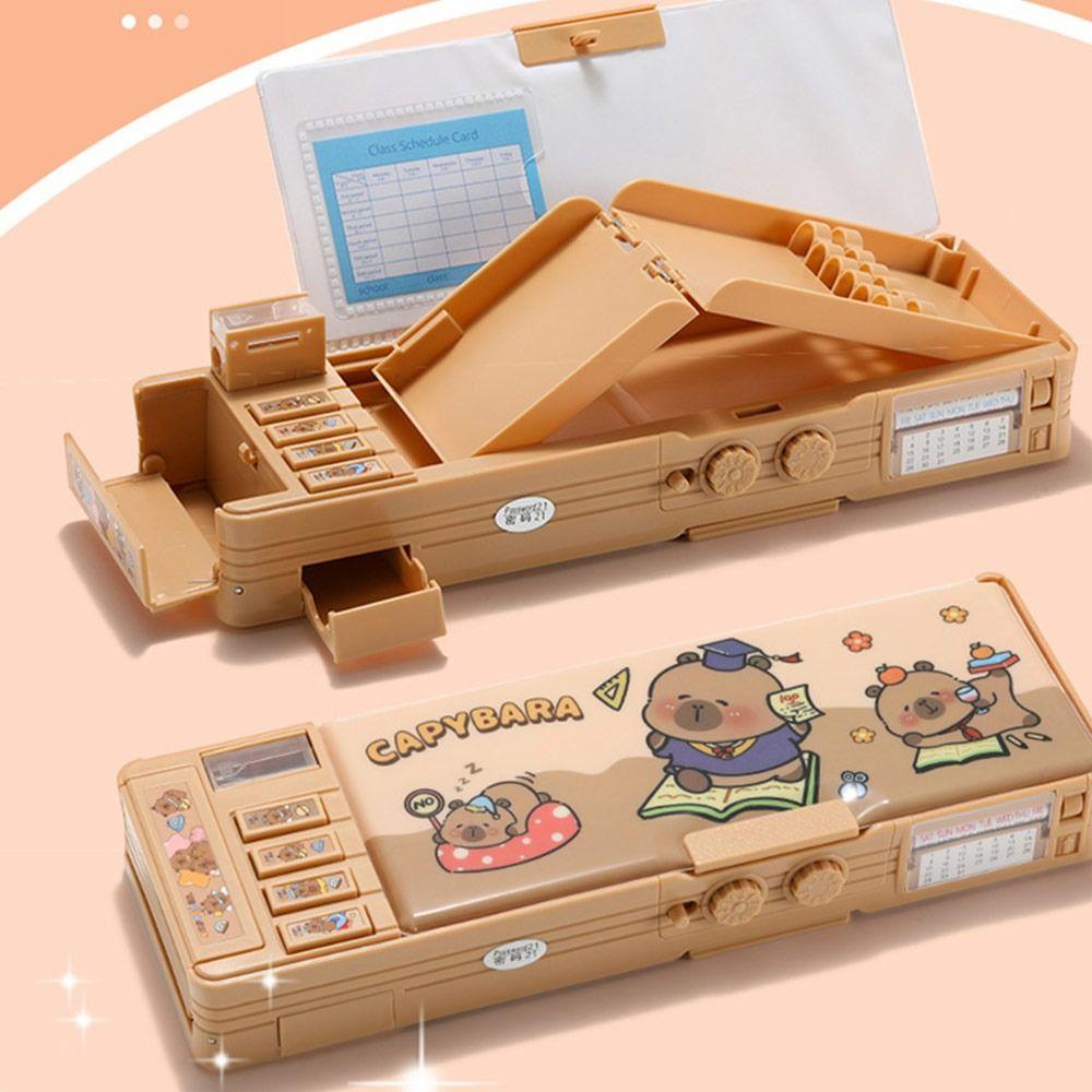 Doppellagiges Capybara Federmäppchen Große Kapazität Schreibwaren Organizer Schreibwarenbox Studenten