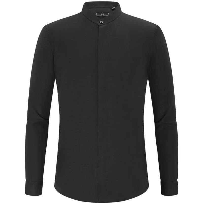 EMZ Ordos Men s Linen Lyocell Chinese Style Long-Sleeve Shirt L
