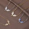 Angel Wings Rhinestone Pendant Necklace Chain Choker Jewelry Accessories