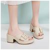 New 2025 Spring and Summer Platform Sandals Women's Casual Comfortable Large-size Metal Buckle Slippers . SKT