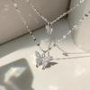 Fashionable Women's Necklace with Butterfly Pendant Stylish Double Layer Clavicle Chain Accessory for Fashionistas