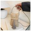 Fashionable Summer Beach Vacation Mini Shoulder Bag -Adjustable Shoulder Strap, Magnetic Buckle Design, Solid Tassel Details, Crossbody Phone Bag