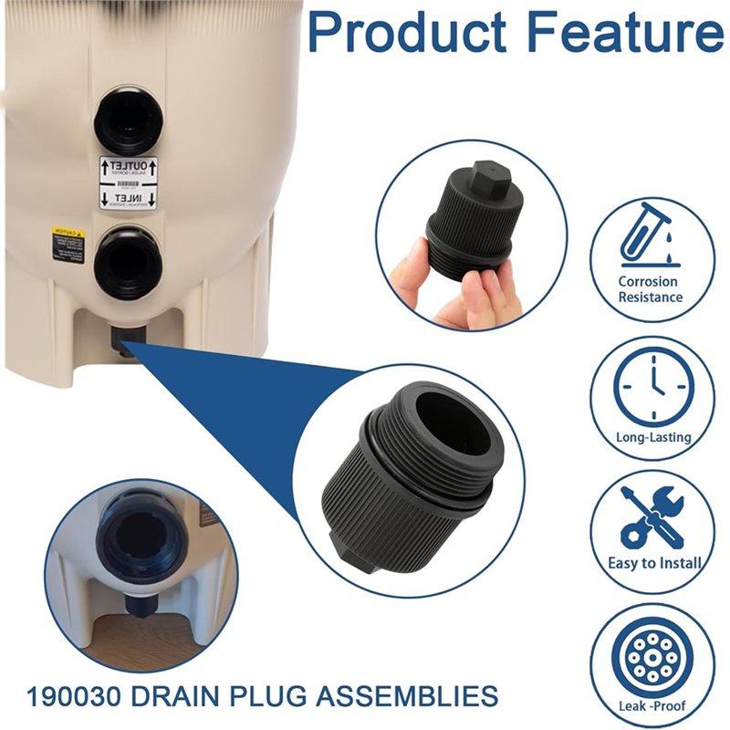 Premium-190030 Filter Drain Plug Cap Replacement Assembly With O-Ring For Pentair FNS Plus, Clean & Clear Plus, And Quad D.E.