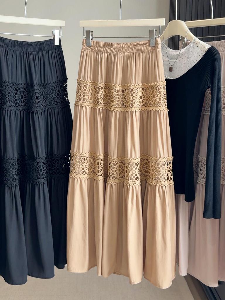 Women's High-Waisted Crochet A-Line Layered Skirt - 2026 Spring/Summer Collection