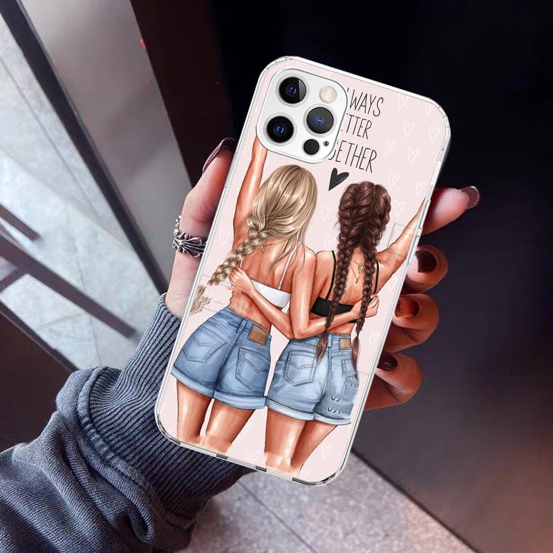 Girls Best Friends Forever BFF Phone Case For iPhone 17 Air 16 15 Pro Max 14 Plus 13 Mini 12 11 Cover 7 8 SE Silicone Shell Prin