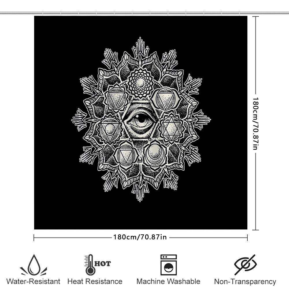 Mystic Mandala Shower Curtain Gothic Home Decor Bohemian Tapestry Wall Hanging Dark Art Spiritual Decor Sacred Geometry Room Div