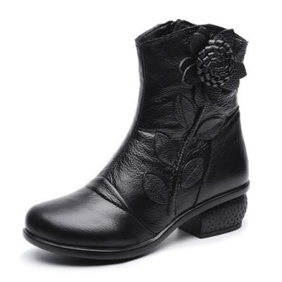 Winter Retro Boots Handmade Ankle Boots Real Genuine Leather Shoes Women Shoes Ladies Leather Boots