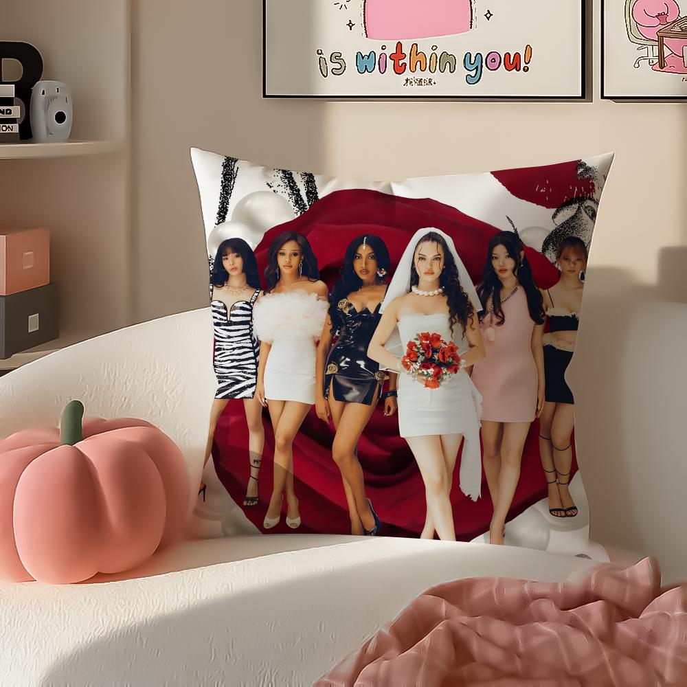 Pop Girl Group KKATSEYE Cushion Cover Pillowcase Short Plush Invisible zipper Room Sofa Cushion Cover