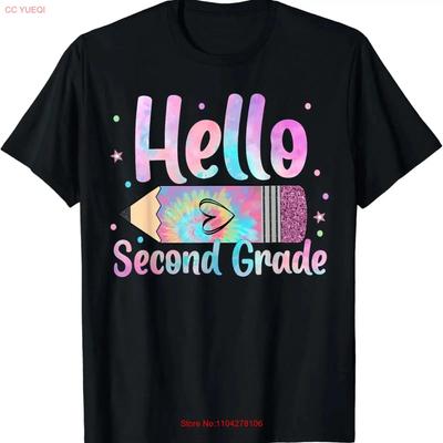 Hello Second 2nd Grade Leopard Tie Dye Pencil Back To School T Shirt Vintage Washed Breathable Soft Comfortable