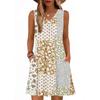 Damenmode Bedrucktes Sommer Ärmelloses V-Ausschnitt Tanktop Tasche Lässiges Lockeres Kleid
