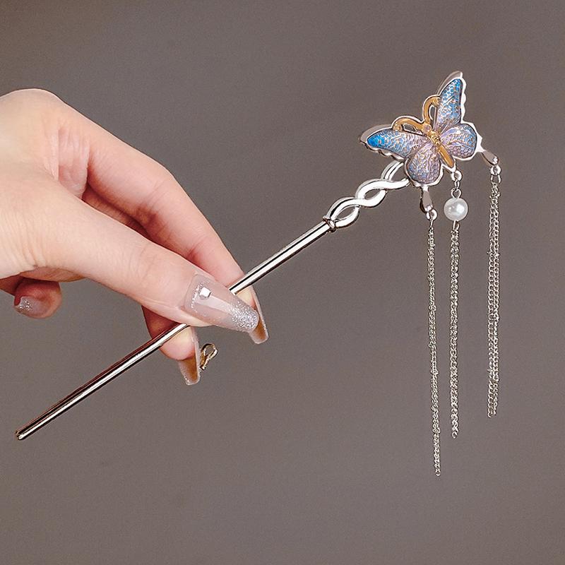 Vintage Butterfly Tassel Hairpin For Women Girl  Jewelry Gifts Headdress Hair Clip Chinese Hanfu Hair Sticks Accessories