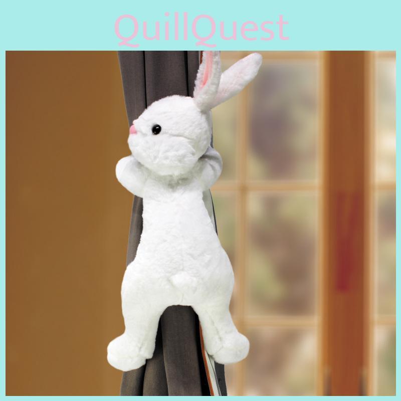 Tieback Bunny Curtain With Plush Doll For Childrens Room Window Decorations