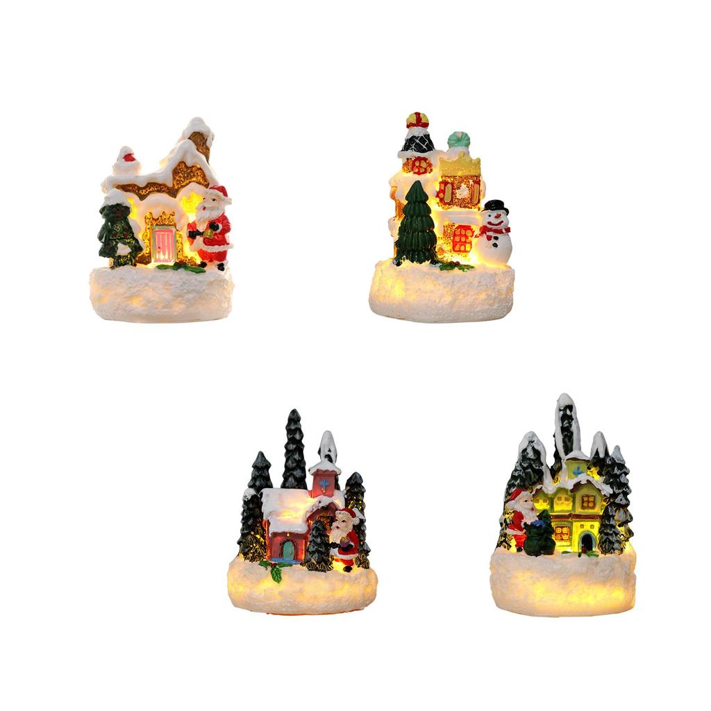 Christmas Figurine Gift Village House Statue for Housewarming Desktop Indoor