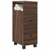 Narrow Bathroom Cabinet with Casters Oak Effect Wood Material