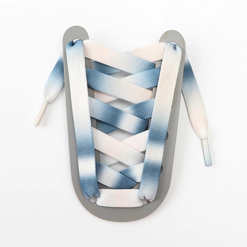 Fashion Gradient Shoelaces Rubber Band for Shoes Flat Colorful Laces for Sneakers 1.2CM Width Rainbow Shoes Laces Accessories